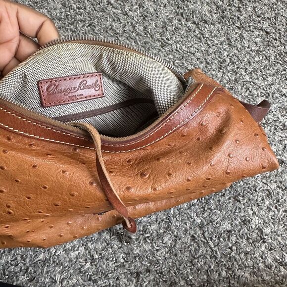 Dooney & Bourke Ostrich Hobo Shoulder Bag Brown Leather Zip Purse - Picture 10 of 12